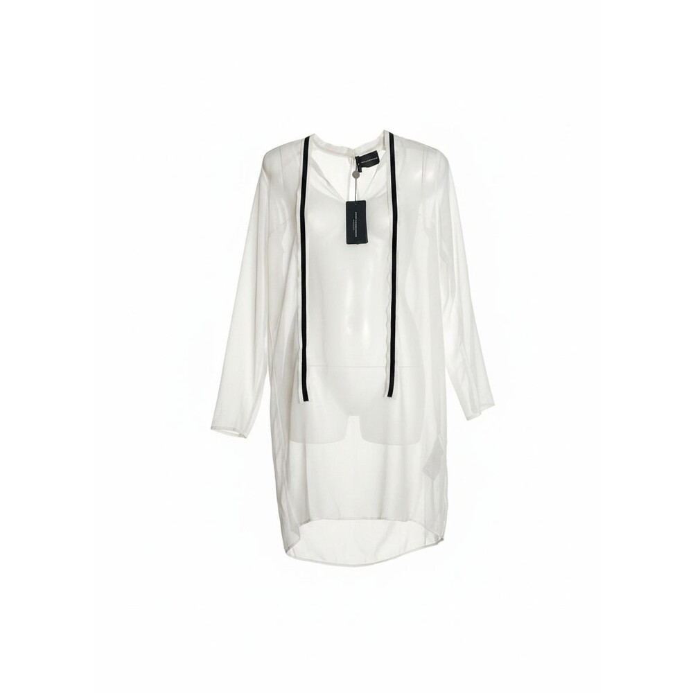 Atos Lombardini Women's White Semi-Sheer Tunic Mini Dress Size S NWT